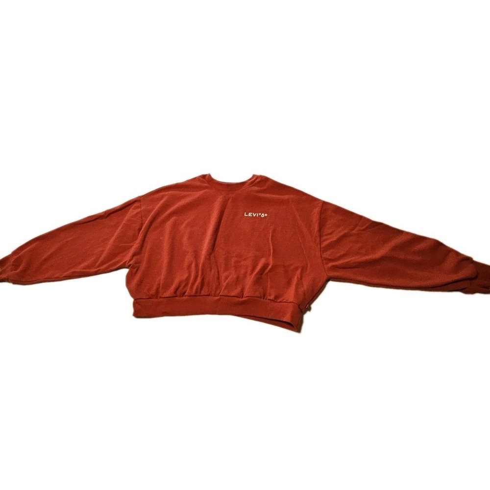 Levis Womens Cropped Sweatshirt Burnt Orange Logo Pullover Large